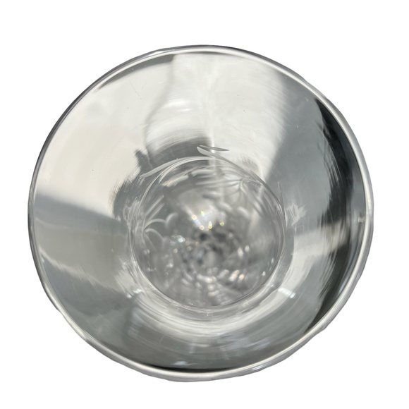 VINTAGE ETCHED CLEAR GLASS FOOTED 10" TALL VASE - Picture 15 of 15